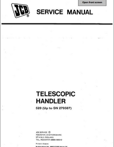 JCB 520(UP to SN Telescopic Handler manual