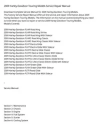 2009 Harley-Davidson Touring Models Service Repair Manual preview