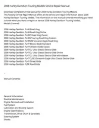 2008 Harley-Davidson Touring Models Service Repair Manual preview