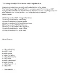 2007 Harley-Davidson Softail Models Service Repair Manual preview