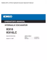 Kobelco K916   K916LC Hydraulic Excavator Operator’s Manual preview