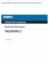 Kobelco SK200SRLC Hydraulic Excavator Operator’s Manual (S2LA00001ZE) preview