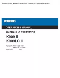 Kobelco K909 II   K909LC II HYDRAULIC EXCAVATOR Operator’s Manual #2 preview