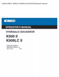 Kobelco K909 II   K909LC II HYDRAULIC EXCAVATOR Operator’s Manual preview