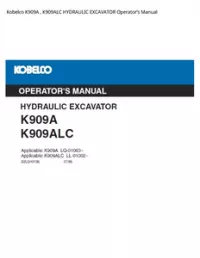 Kobelco K909A   K909ALC HYDRAULIC EXCAVATOR Operator’s Manual preview
