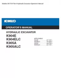 Kobelco SK170-9 Tier 4 Hydraulic Excavator Operator’s Manual preview