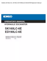 Kobelco SK160LC-6E   ED190LC-6E HYDRAULIC EXCAVATOR Operator’s Manual preview