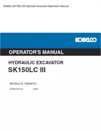 Kobelco SK150LC III Hydraulic Excavator Operator’s Manual preview