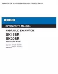Kobelco SK15SR   SK20SR Hydraulic Excavator Operator’s Manual preview
