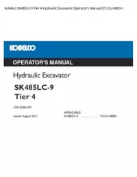 Kobelco SK485LC-9 Tier 4 Hydraulic Excavator Operator’s Manual (YS12U-0800~) preview