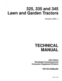 John Deere 325, 345, 335 Lawn and Garden Tractors  - TM1760 preview