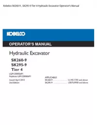 Kobelco SK260-9   SK295-9 Tier 4 Hydraulic Excavator Operator’s Manual preview
