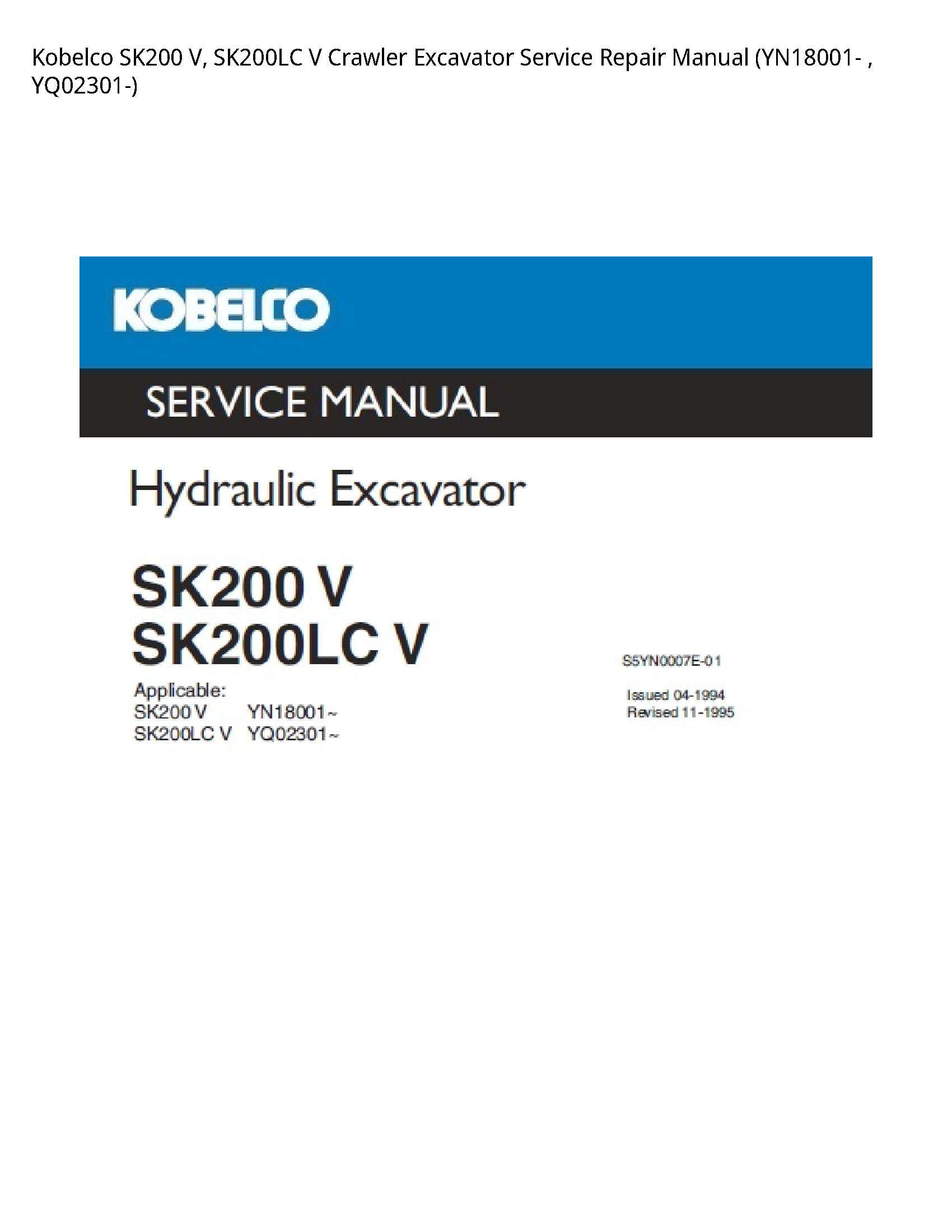 Kobelco SK200 V manual