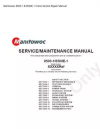 Manitowoc 8500-1 & 8500E-1 Crane Service Repair Manual preview