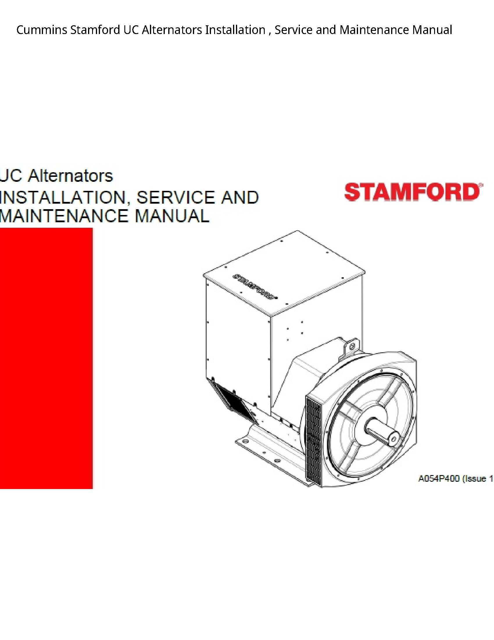 Cummins Stamford UC Alternators Installation Service  Maintenance manual