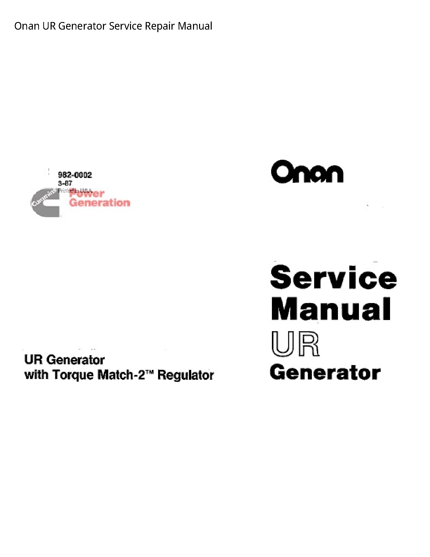 Onan UR Generator manual