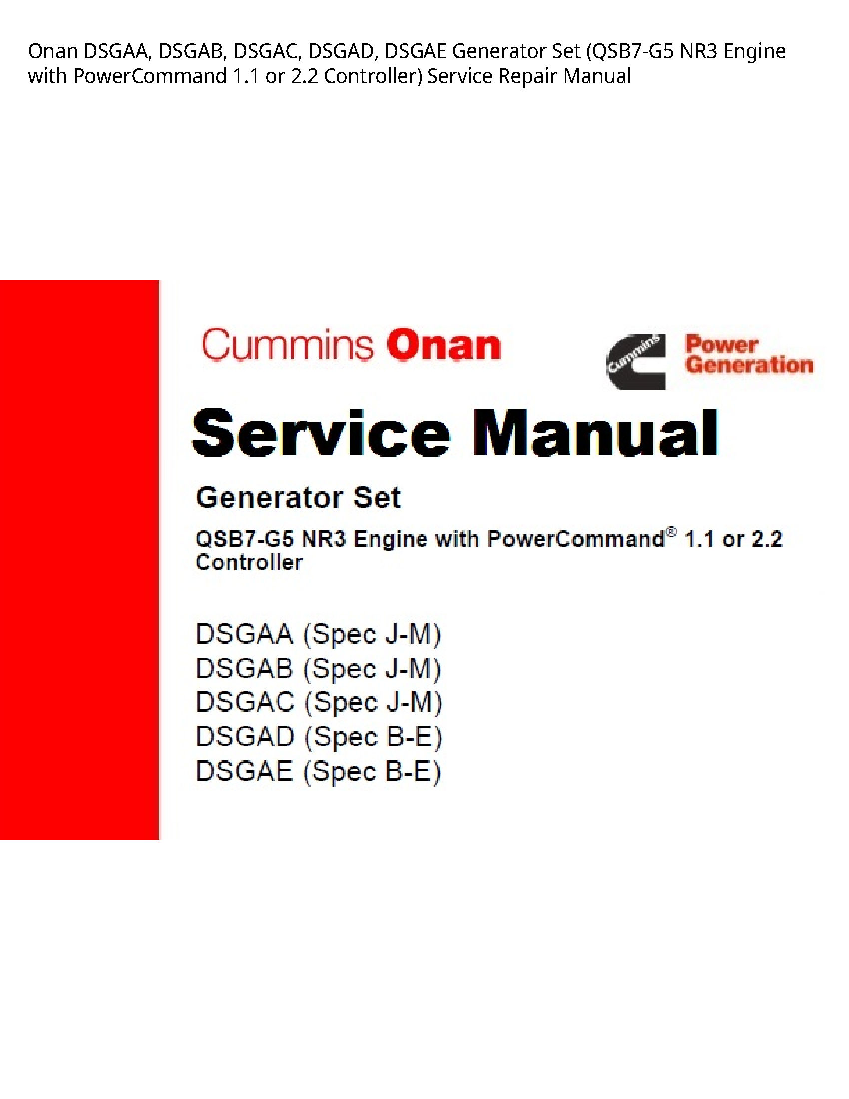 Onan (QSB7-G5 DSGAA manual