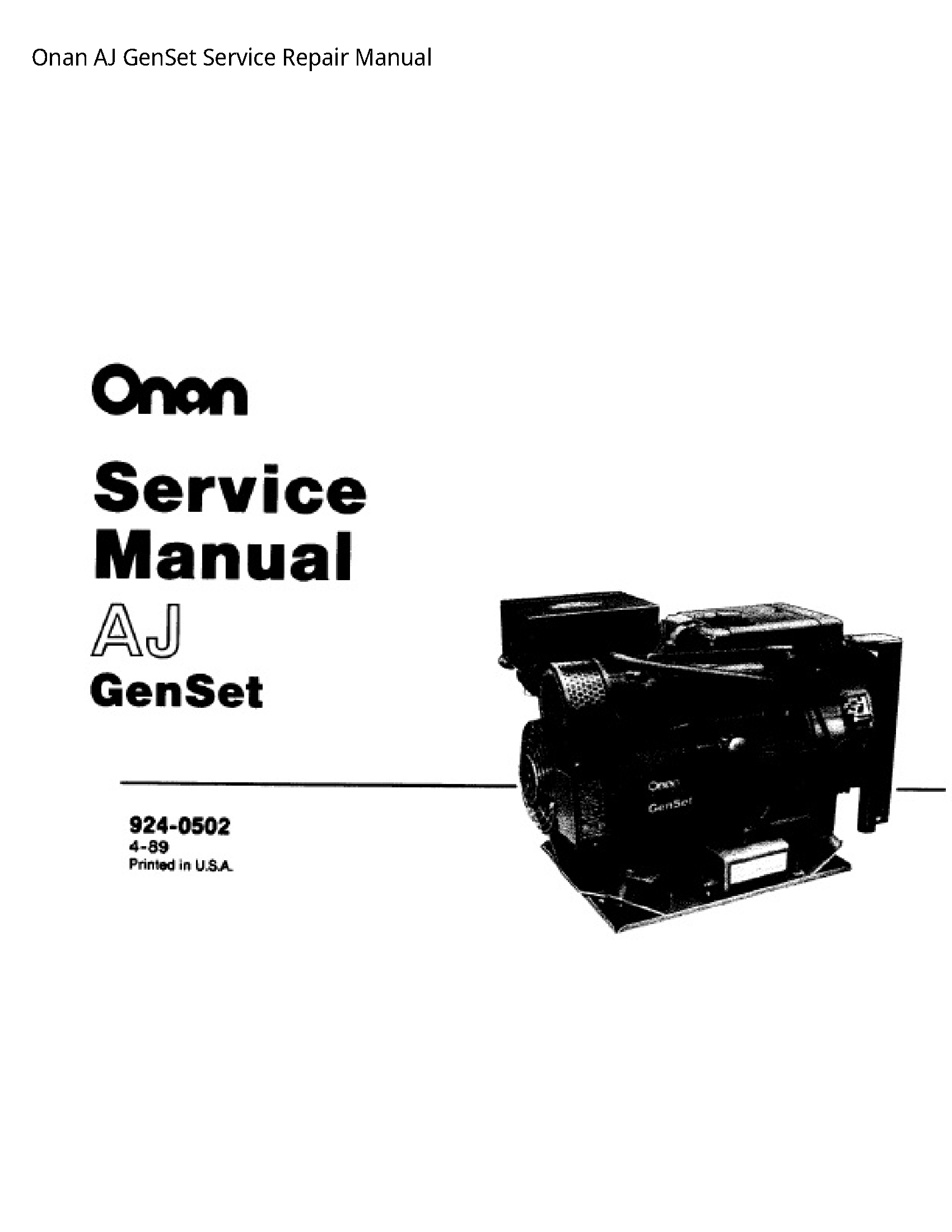 Onan AJ GenSet manual