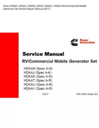 Onan HDKAH  HDKAJ  HDKAK  HDKAT  KDKAU  HDKAV RV/Commercial Mobile Generator Set Service Repair Manual (2017) preview
