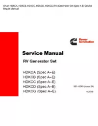 Onan HDKCA  HDKCB  HDKCC  HDKCD  HDKCG (RV) Generator Set (Spec A-E) Service Repair Manual preview