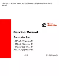 Onan HDCAA  HDCAB  HDCAC  HDCAD Generator Set (Spec A-D) Service Repair Manual preview