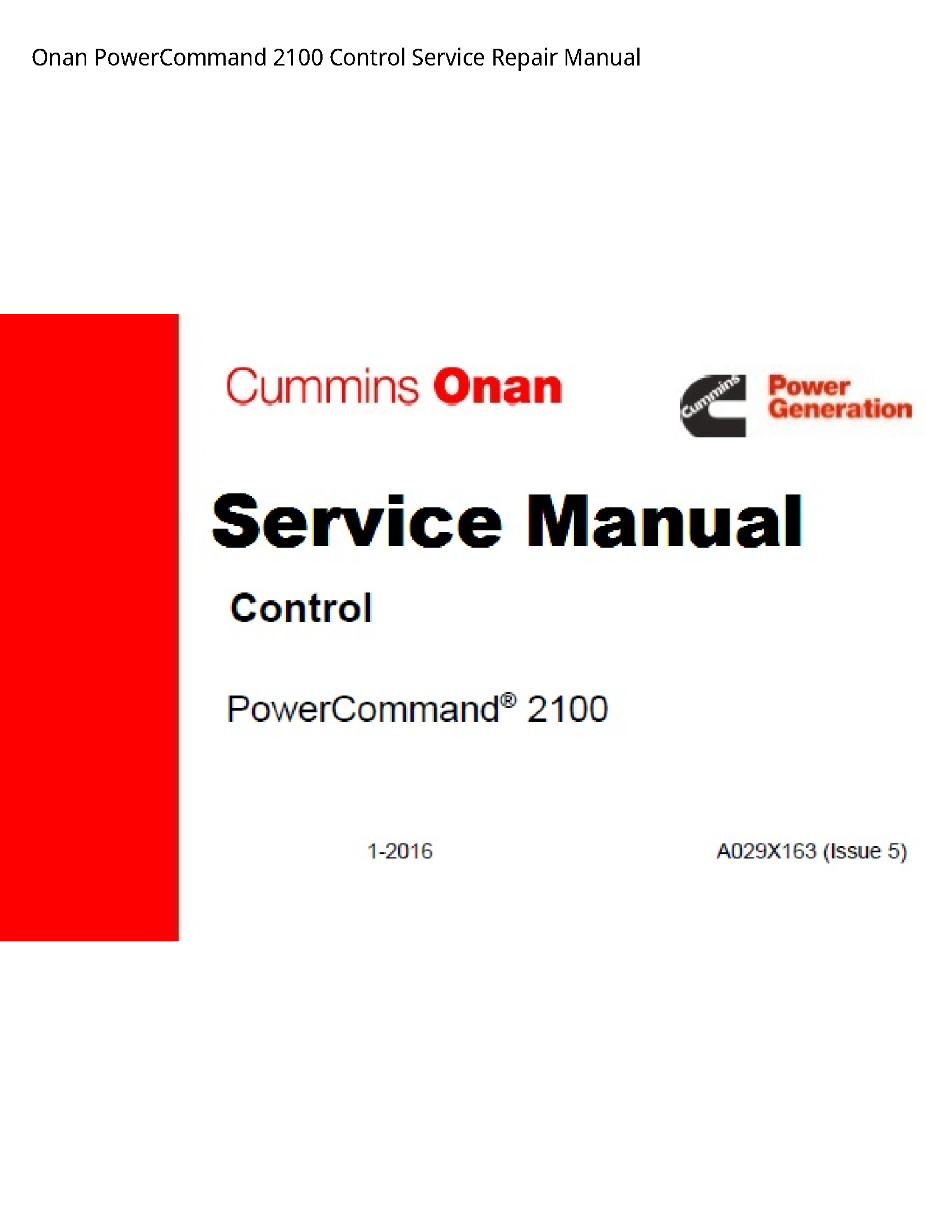 Onan 2100 PowerCommand Control manual