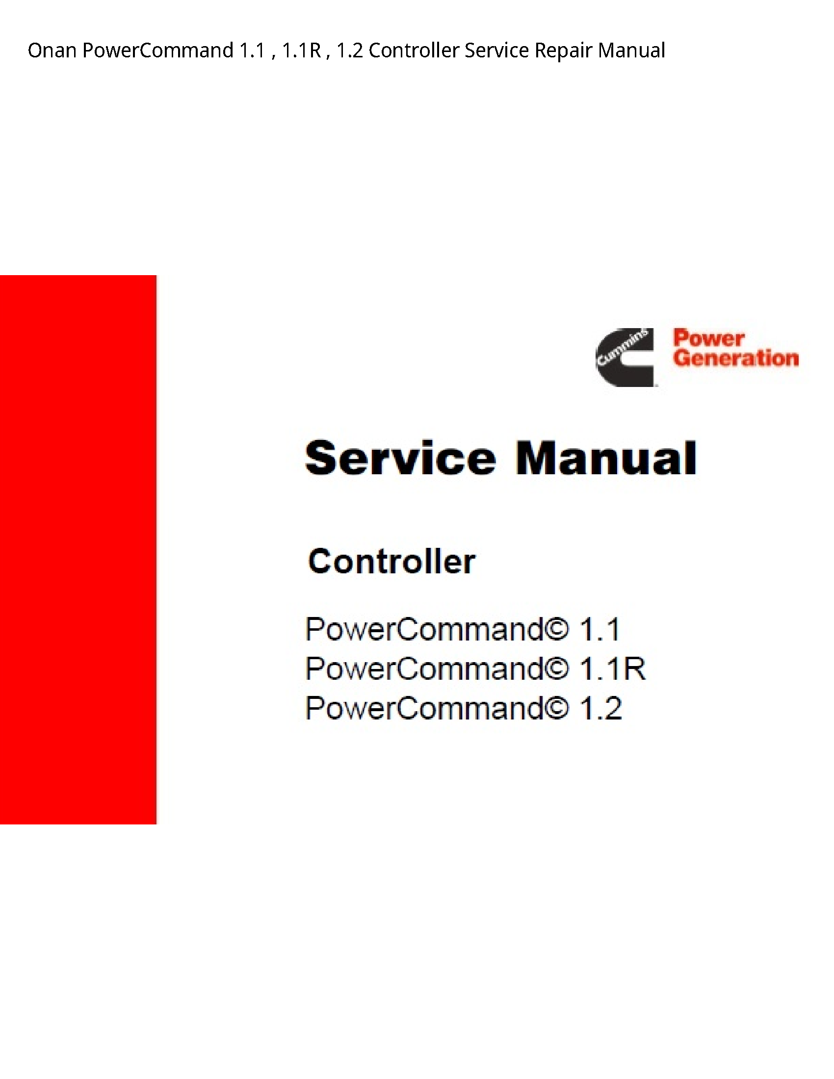 Onan 1.1 PowerCommand Controller manual
