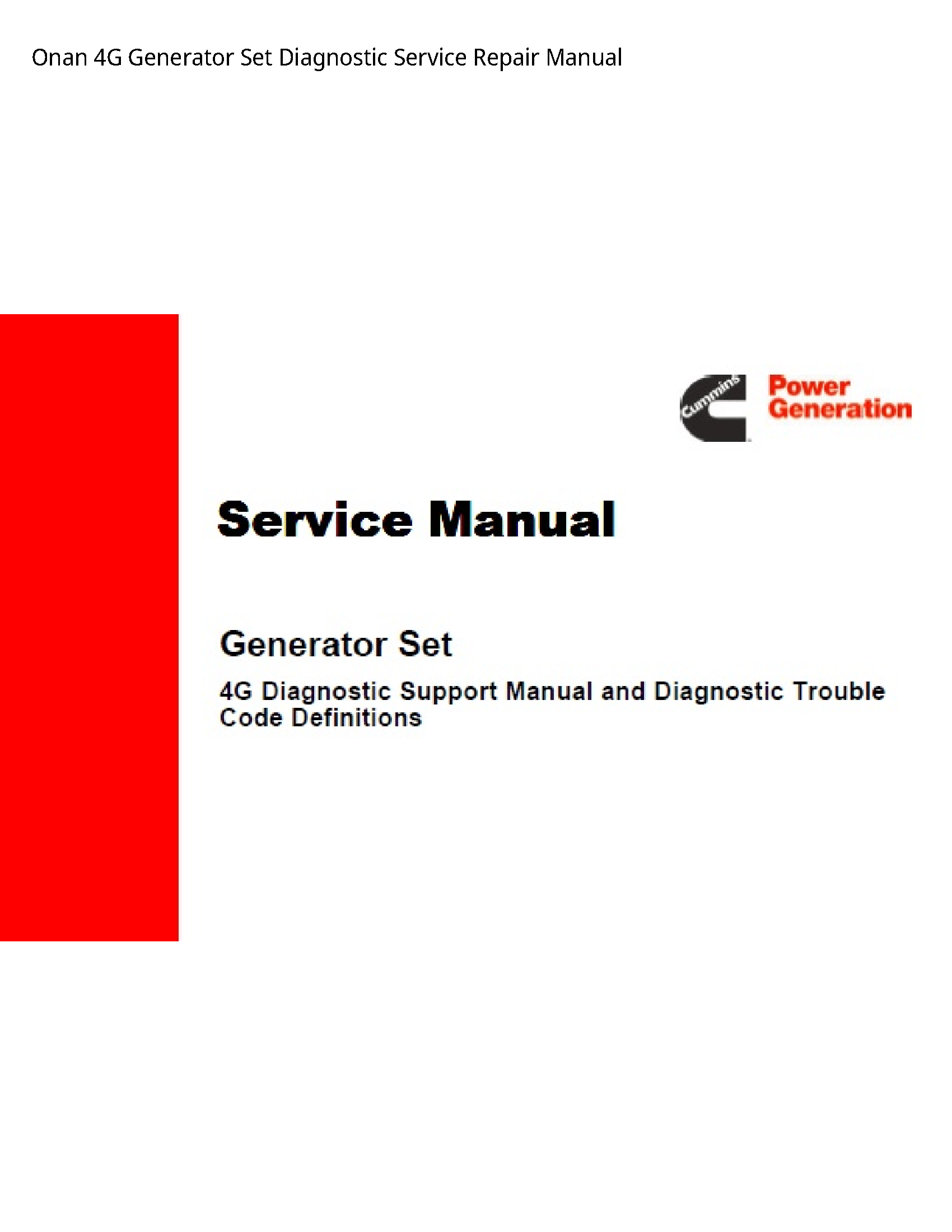 Onan 4G Generator Set Diagnostic manual