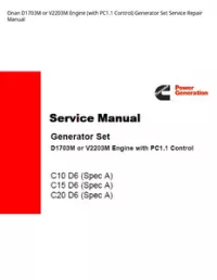 Onan D1703M or V2203M Engine (with PC1.1 Control) Generator Set Service Repair Manual preview
