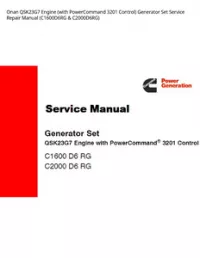 Onan QSK23G7 Engine (with PowerCommand 3201 Control) Generator Set Service Repair Manual (C1600D6RG & C2000D6RG) preview