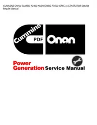 CUMMINS ONAN EGMBB  P2400 AND EGMBG P3500 (SPEC A) GENERATOR Service Repair Manual preview