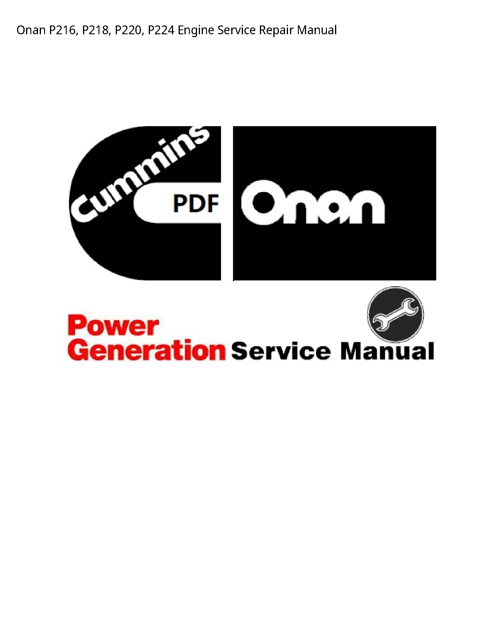 Onan P216 Engine manual
