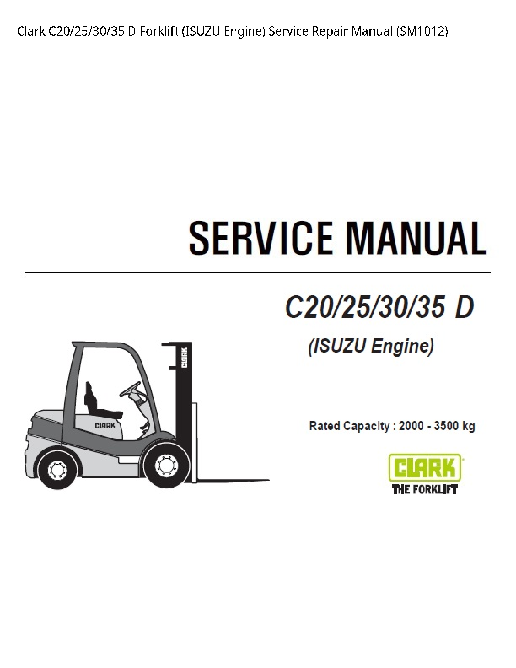 Clark C20 Forklift (ISUZU Engine) manual