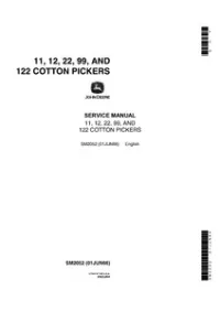 John Deere 11 12 22 99 122 Cotton Pickers Technical Service Manual - sm2052 preview