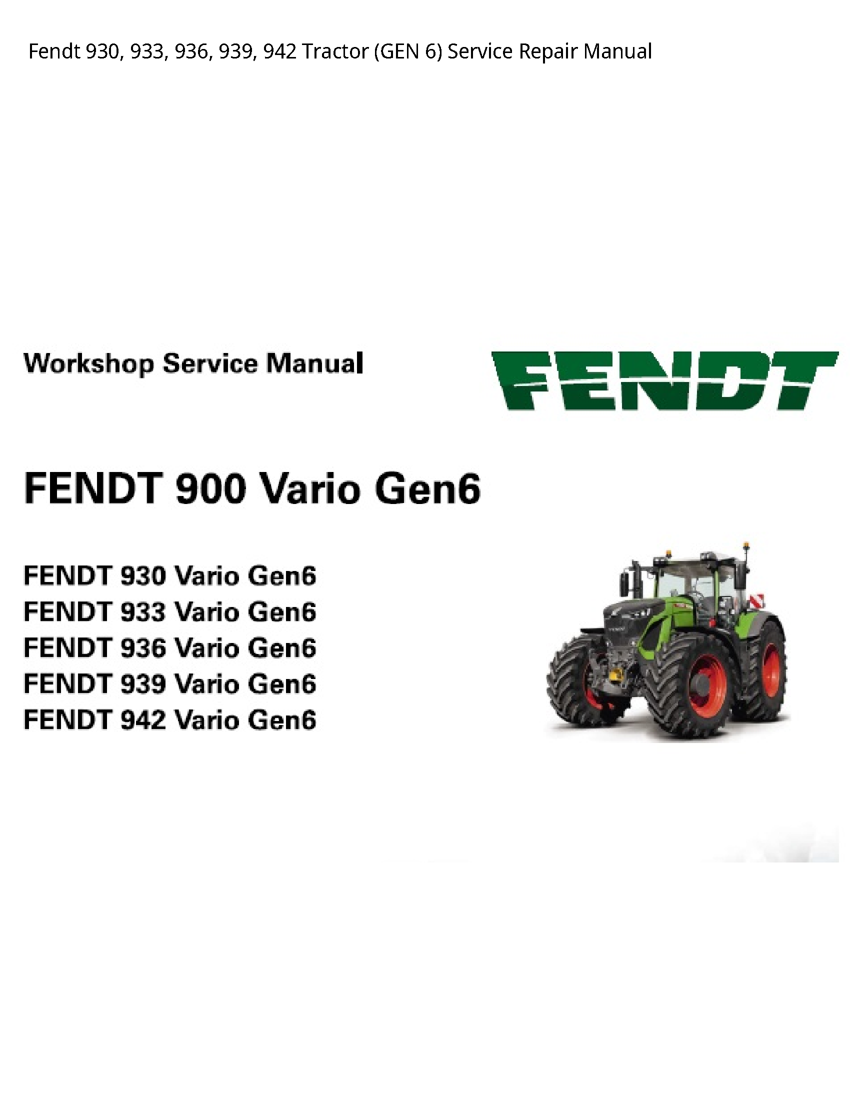 Fendt 930 Tractor (GEN manual