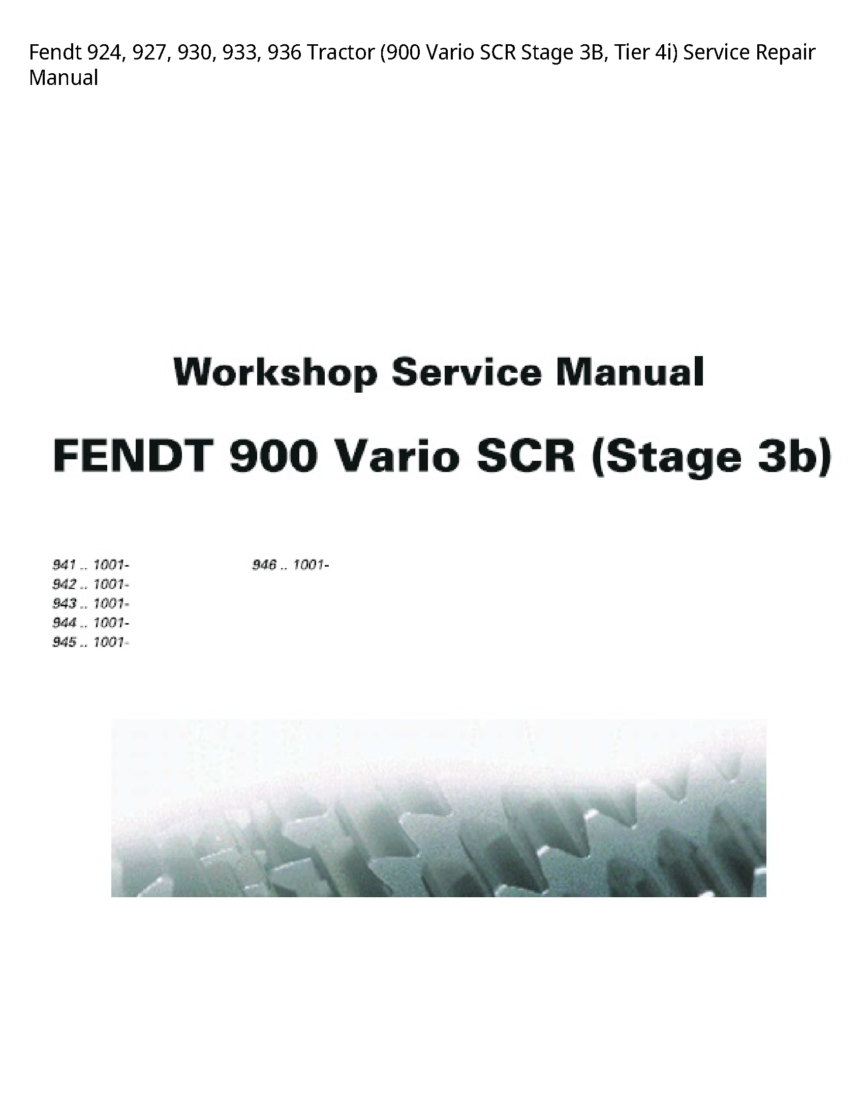 Fendt 924 Tractor Vario SCR Stage Tier manual