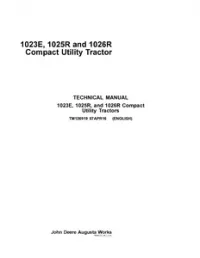 John Deere 1023E 1025R 1026R Compact Utility Tractors Service Manual - TM126919 preview