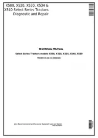 John Deere X500, X520, X530, X534, X540 Select Series Riding Lawn Tractor Technical Service Manual - TM2309 preview