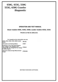 John Deere 450G 455G 550G 555G 650G Crawler Operation and Test Service Manual - TM1404 preview