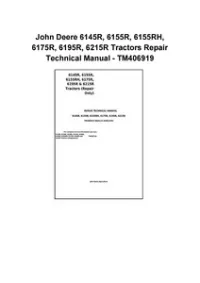 John Deere 6145R, 6155R, 6155RH, 6175R, 6195R, 6215R Tractors Repair Technical Manual - TM406919 preview