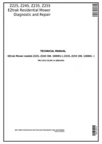 John Deere Z225, Z245, Z235, Z255 EZtrak Riding Lawn Residential Mower Technical Service Manual - TM112919 preview