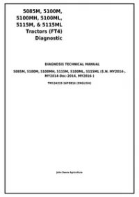 John Deere 5085M, 5100M, 5100MH, 5100ML, 5115M, 5115ML Tractors Diagnosis & Tests Service Manual - TM134219 preview