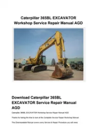 Caterpillar 365BL EXCAVATOR Workshop Service Repair Manual AGD preview