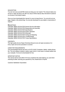 Caterpillar 365BL EXCAVATOR manual