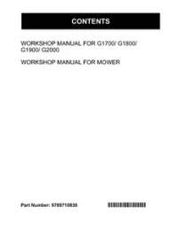 Kubota WSM G1700 G1800 G1900 G2000 Lawn Mowers Service Repair Workshop Manual(Part Number: 9789710835) preview