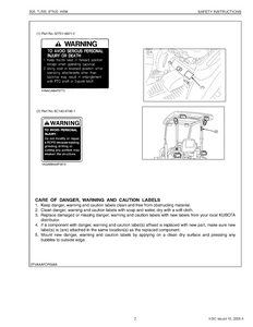 Kubota BT820 WSM Front Backhoe service manual