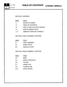 Terex TA64 Lisft Truck Parts manual pdf