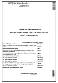 John Deere 310SJ Backhoe Loader (SN.-159759) Diagnostic, Operation and Test Service Manual - TM10131 preview
