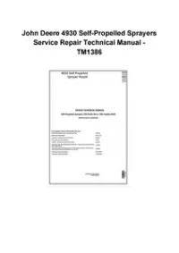 John Deere 4930 Self-Propelled Sprayers Service Repair Technical Manual - TM1386 preview