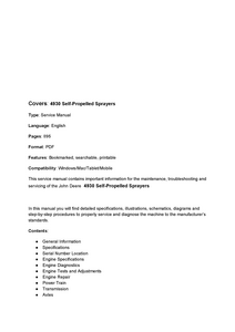 John Deere 4930 Self-Propelled Sprayers manual